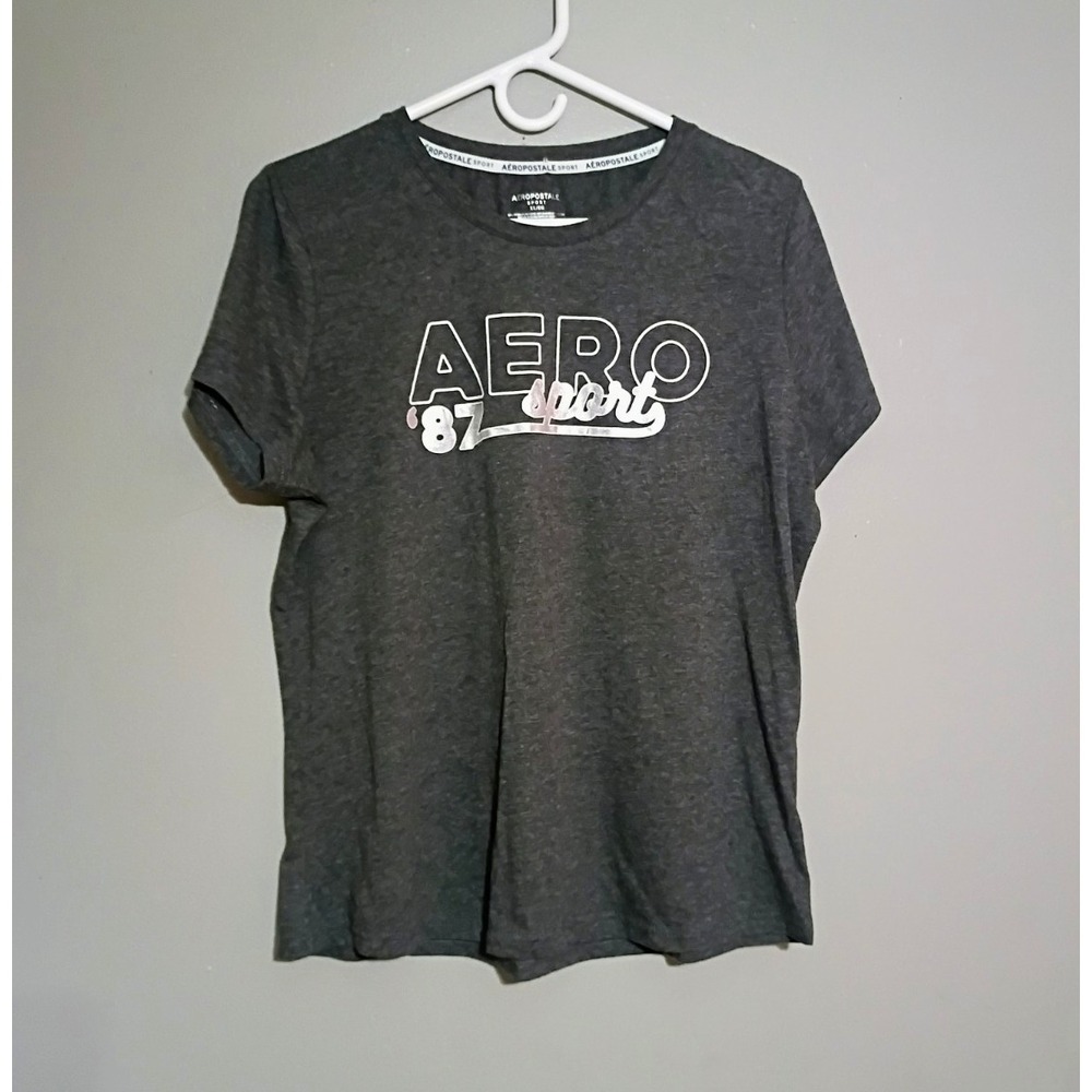 Aéropostale Sport women's Gray AERO 87 Graphic Logo Crew Neck T-Shirt XL